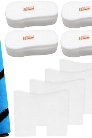 4 Pack Foam & Felt Filter Kit Vacuum Filters, 1 Pack Soft Roller Replacement for Shark HZ2002 HZ2000 Vertex Ultralight DuoClean PowerFins Stick Vacuum, for Part XFFKHZ2000, 125CU2002