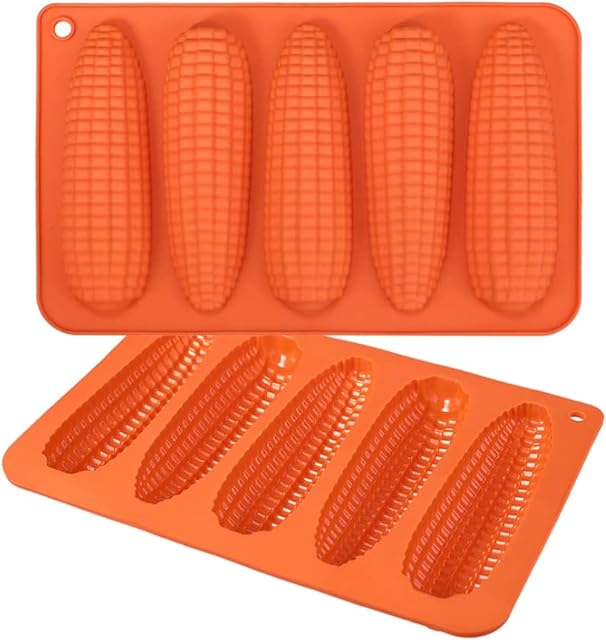 Webake Corn Stick Bread Pan Set of 2, Silicone Corn Cob Bread Molds for Baking Corn Dog Pan Cornbread Southern Corn Sticks