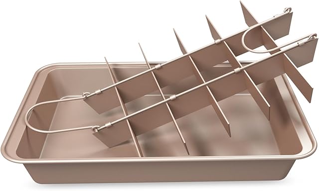Brownie Pan with Dividers and Cutter, Rectangular Cake Mold with Non-stick Stainless Steel Brownie Baking Pan, Divider Grid for Cakes, Bread, Baking Tool