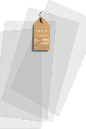CraftyCrocodile Clear Plastic Placemats Set of 4 - Vinyl Table Protector for Dining, Kitchen, Office, Painting Table, Shelves - Heat Resistant, Crystal Clear, Wipeable Place Mats - 17.5x12
