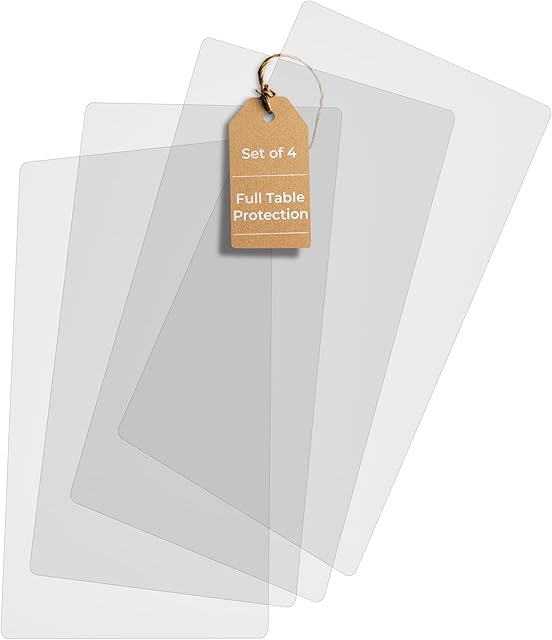 CraftyCrocodile Clear Plastic Placemats Set of 4 - Vinyl Table Protector for Dining, Kitchen, Office, Painting Table, Shelves - Heat Resistant, Crystal Clear, Wipeable Place Mats - 17.5x12