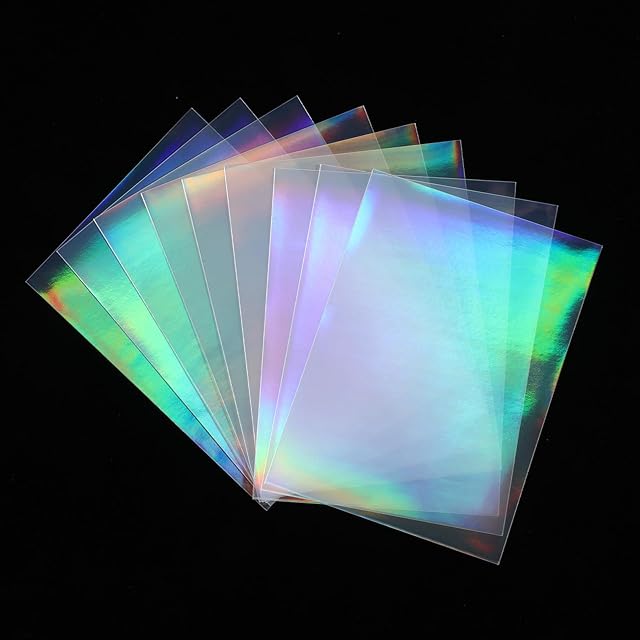 The 100 Pcs Photocard Sleeves Laser Flashing Card Sleeves Trading Card-Sleeves Holographic Foil Protective Cover Foil Card Protective Sleeve - Rainbow Style,65x90mm