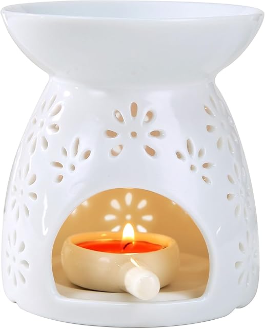 Ceramic Tea Light Candle Holder, Essential Oil Burner Wax Melt Burner, Incense Aroma Diffuser, Home Decor