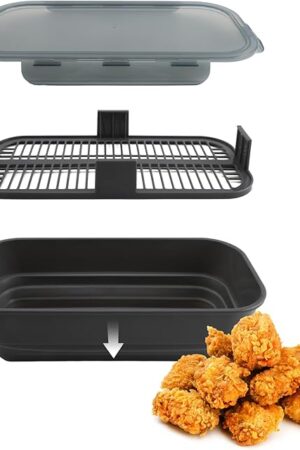 COOK WITH COLOR Collapsible Batter Bowl - Mess Free Breading Shaker Container - Great for Fried Fish, Fried Chicken, Onion Rings, Wings & More, Gray