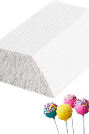 500Pcs 6 Inch White Paper Lollipop Sticks, Paper Sucker Sticks, Cake Pop Stick for Cake Toppers, Chocolate,Cookie,Rainbow Candy