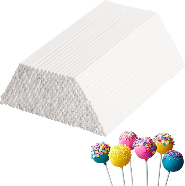 500Pcs 6 Inch White Paper Lollipop Sticks, Paper Sucker Sticks, Cake Pop Stick for Cake Toppers, Chocolate,Cookie,Rainbow Candy