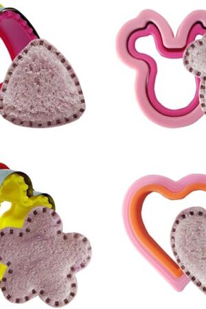4 Pcs Sandwich Cutter and Sealer Set, Aoerfes Bread Sandwich Decruster Heart Cookie Cutter DIY Cookie Cutters for Kids Bento Box,Heart Flower Taco Shapes Mold