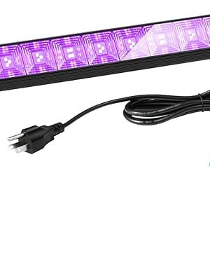 48W LED Black Light Bar with Remote and Switch,Blacklight Bars with Plug and 6.5ft Cord,Black Light for Glow Party,Halloween,Bedroom,1 Pack