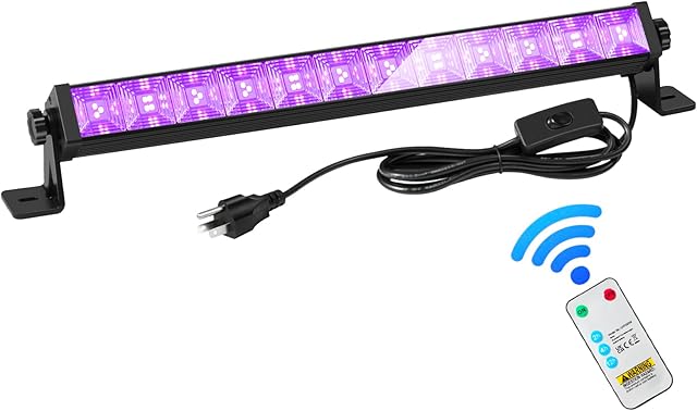 48W LED Black Light Bar with Remote and Switch,Blacklight Bars with Plug and 6.5ft Cord,Black Light for Glow Party,Halloween,Bedroom,1 Pack