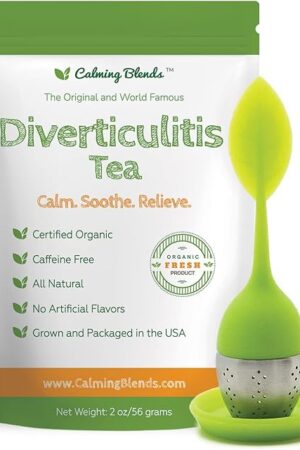 Calming Blends Diverticulitis Tea, Certified Organic, Caffeine Free | Includes Tea Strainer