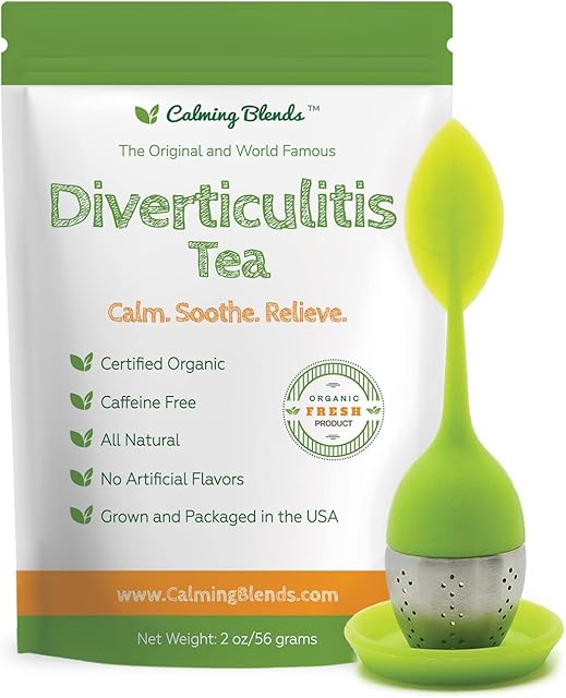 Calming Blends Diverticulitis Tea, Certified Organic, Caffeine Free | Includes Tea Strainer