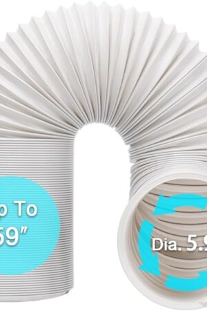 BEWAVE Portable Air Conditioner Hose, Portable Exhaust Vent Hose with 5.9 Inch Diameter, Universal Replacement AC Vent Hose Length up to 59"