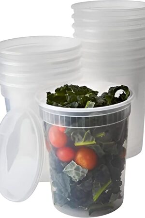 Avant Grub Food Storage Containers, BPA-Free Plastic, Deli Grade with Leakproof Lids, 12ct. Durable 32 Oz Microwave and Freezer Safe Containers for Takeout, Meal Prep, Storage, Keeps Food Fresh Longer