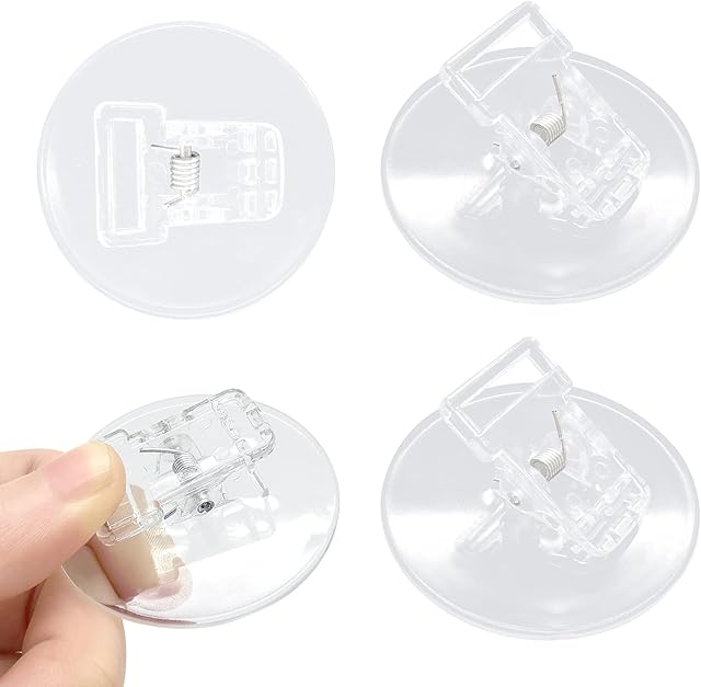 4 Pack Shower Curtain Clips, Windproof Shower Splash Guard,Self Adhesive Shower Curtain Holder for Inside Shower Splash Water Wall,Clear