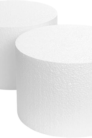 2 Pack Foam Cake Dummies, 6x4 Inch White Dummy Cakes Styrofoam Sets, Fake Cake Dummy Cake for Wedding Cake Supplies Decorating Birthday Wedding Display