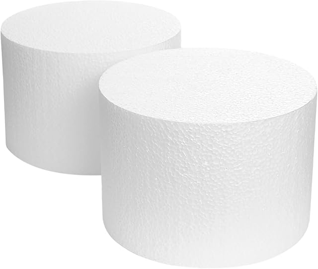 2 Pack Foam Cake Dummies, 6x4 Inch White Dummy Cakes Styrofoam Sets, Fake Cake Dummy Cake for Wedding Cake Supplies Decorating Birthday Wedding Display