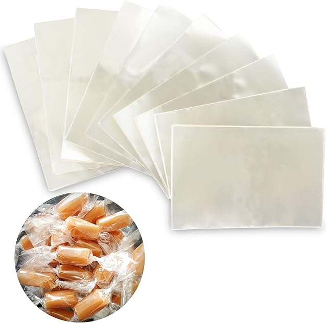 Clear Candy Wrappers for Caramels (600 Pcs 3.5x5 inches) - Natural Clear Cellophane Candy Wrapper - Caramel Wrappers - Wrapping Paper for Caramels, Chocolate, Nougat and Lollipops