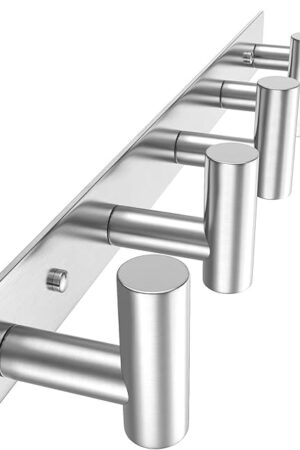 VAEHOLD Silvery Hat and Coat Wall Mount Rack 5 Hooks Bathroom Towel Hanger Organizer