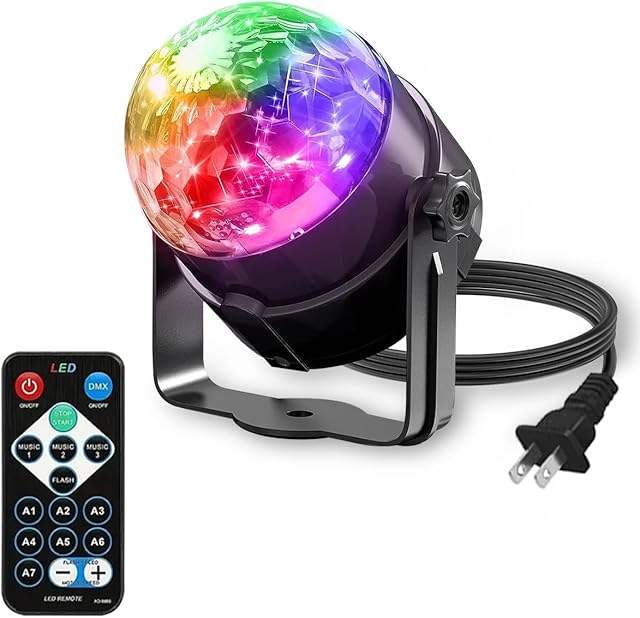 Disco Ball Light - Party Lights, Led Strobe Dj Disco Light with Remote Control for New Years Halloween Christmas Birthday Party Decorations Indoor Outdoor