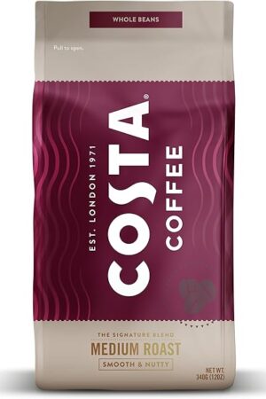 Costa Coffee Whole Bean Coffee, Signature Blend Medium Roast, 12oz each, Rainforest Alliance Certified