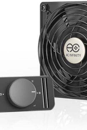 AC Infinity AXIAL S1225, 120mm Muffin Fan with Speed Controller, UL-Certified for Doorway, Room to Room, Wood Stove, Fireplace, Circulation Projects