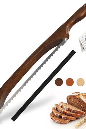 16.5? Bread slicer for Homemade Bread, Serrated Bread Knife for homemade bread with Bow Design, Premium Bread Knife, Bread Slicer, Bread Cutter for Bagels, Baguettes, Dark Brown Color