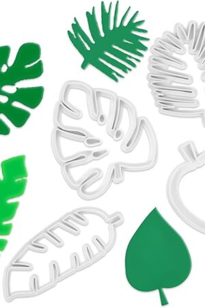 4 Pcs Tropical Leaf Cookie Cutter, Hawaiian Palm Tree Cutter Fondant Mold, Multipurpose Fondant Leaf Cutter For Gum Paste Cake Decorating Holiday Biscuit Cutter For Cookie Making
