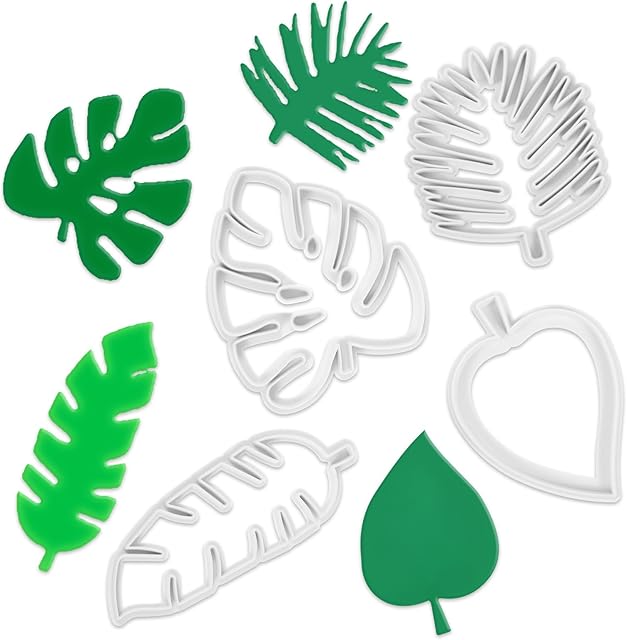 4 Pcs Tropical Leaf Cookie Cutter, Hawaiian Palm Tree Cutter Fondant Mold, Multipurpose Fondant Leaf Cutter For Gum Paste Cake Decorating Holiday Biscuit Cutter For Cookie Making