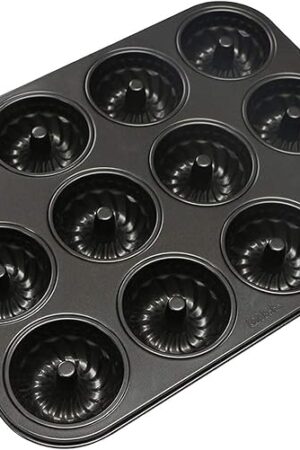 Webake Mini Fluted Tube Cake Pan, Non-Stick 2.8 Inch Cake Baking Pan, Heavy Gauge Carbon Steel (12-Cavity)