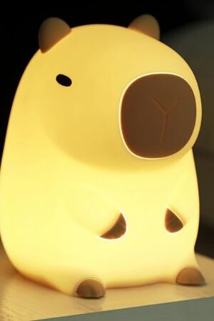 Cute Capybara Night Light,LED Squishy Animal Night Lamp,Soft Silicone Novelty Nightlight,Kids Funny Capybara Lamp Gifts,2 Level Dimmable Boys Girls Light Up Room Décor Rechargeable Touch Lamp