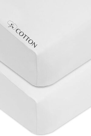 American Baby Company 2 Pack 100% Natural Cotton Fitted Crib Sheets 52" x 28" White