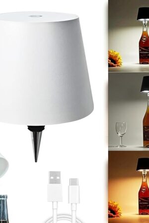 Wireless Bottle Lamp,Portable LED Wireless Bottles Lamp with 3 Modes Light Imming,Rechargeable Light Head,Touch Table Lamp for Bedroom,Decoration Lamps Student Birthday Gifts (White)