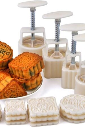 VOVOV Mid-Autumn Festival Hand-Pressure Moon Cake Mould With 12 Pcs Mode Pattern For 4 Sets