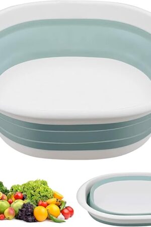 Collapsible Wash Basin Portable Laundry Basin Plastic Basket Multi Purpose Outdoor Travel Basin Camping Sinks Space Saving for Dishwashing Washing Fruit and Vegetables Laundry Hiking (Blue, M)