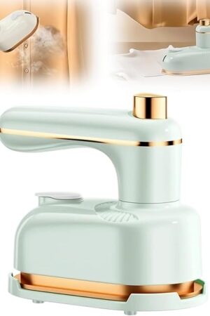 2-in-1 Steamer and Iron, Portable Steam Iron, Mini Travel Clothing Steam Iron, 180° Rotating Handle, Suitable for Home and Dorm Use (Green)