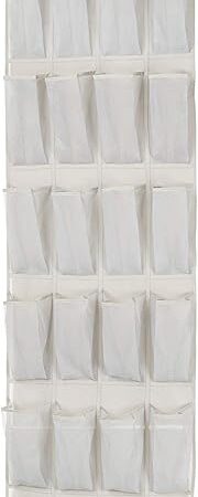 Amazon Basics 24 Medium Pocket Over-the-Door Hanging Shoe Organizer, Light Grey