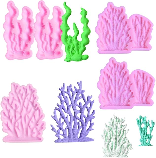 5 PCS Coral Seaweed Silicone Mold,Coral Shape Fondant Molds for Chocolate, Chocolates Sea Creatures Candy Sugar Candy, Cake Decoration,Resin, Polymer Clay, Craft, Jewelry