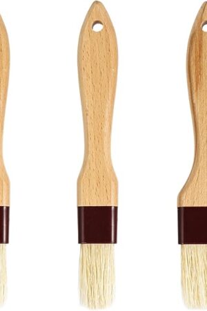 3pcs Pastry Basting Brushes, Oil Brush for Cooking Boar Bristle Brushes BBQ Brushes for Sauce Kitchen Brush Pastry Brush for Oil Egg Spread Marinade Sauce for Baking