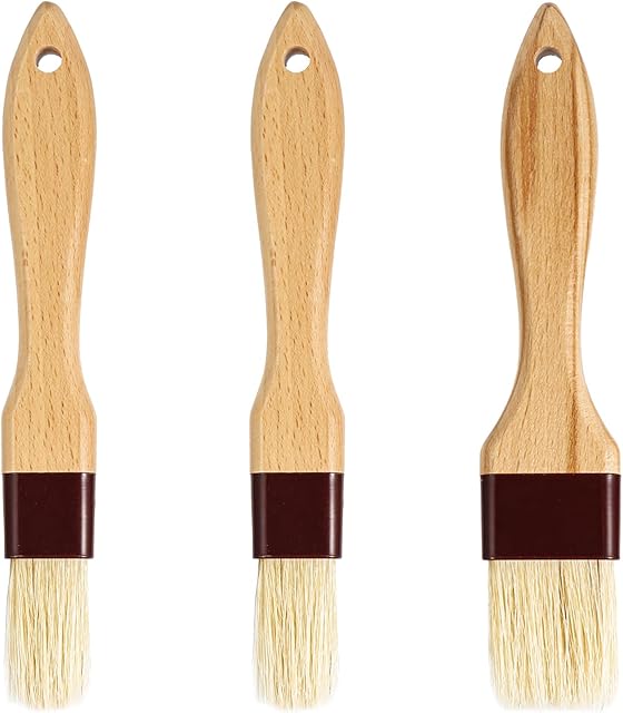 3pcs Pastry Basting Brushes, Oil Brush for Cooking Boar Bristle Brushes BBQ Brushes for Sauce Kitchen Brush Pastry Brush for Oil Egg Spread Marinade Sauce for Baking