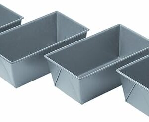 Chicago Metallic Commercial II Non-Stick Mini Loaf Pans, 5-3/4 by 3-1/4 by 2-1/4-Inch, Gray , 4 Count (Pack of 1)