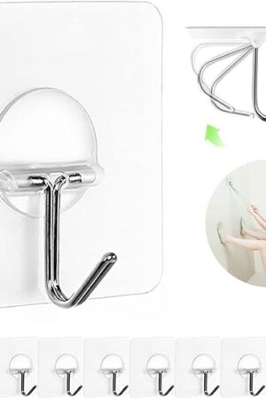 Adhesive Hooks for Hanging Heavy Duty Wall Hooks Self Adhesive Towel Coat Hooks Waterproof Transparent Hook for Bathroom Shower Kitchen Keys Door Outdoor Home Improvement Utility Hook 12 Pack