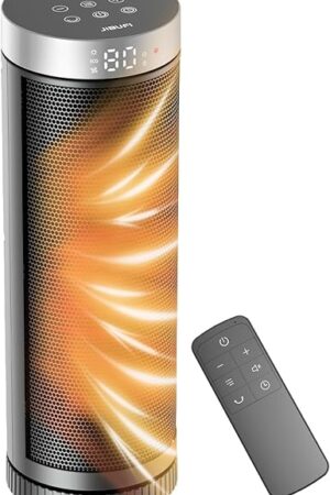 Ceramic Space Heater, Portable Indoor Heater with Remote Control, Three Heating Modes, Overheat and Tip-Over Protection, Suitable for Home, Bedroom, and Office Indoor Use