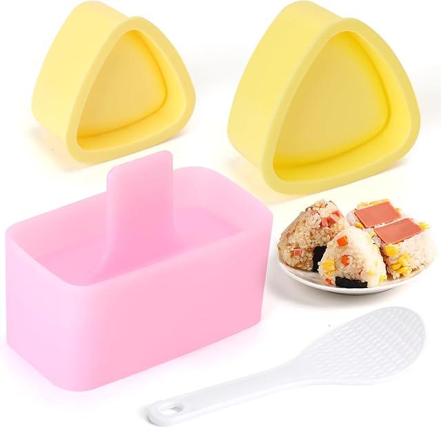 3 Pack Onigiri Sushi Maker Mold kit, Classic Triangle Rice Musubi Press Mold for Kid Lunch Bento, Home DIY