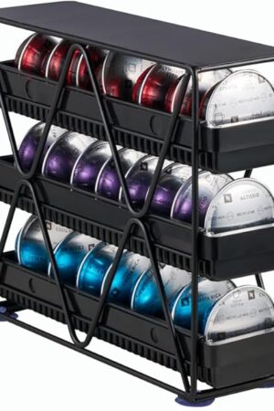 coffee Pod Holder 3 Tier Coffee Pod Holder For Countertop With 24 pods,Black 1pcs