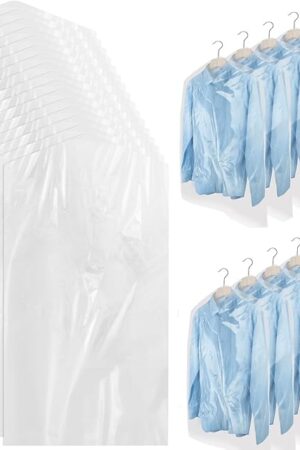 100 Pack Dry Cleaning Plastic Bags, Dry Cleaners Bags for Clothes, Clothes Covers for Home Storage, Travel, Moving (35.4 x 23.6 In)