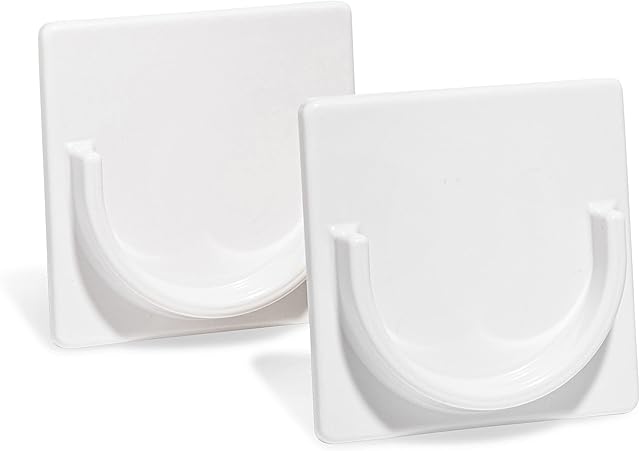 Adhesive Shower Rod Holders | No Drilling Shower Curtain Rod Holders For Wall | Shower Curtain Wall Mount | Stick On Shower Bar Holder | White 2 Pk | No Drilling | Shower Rod Not Incl |