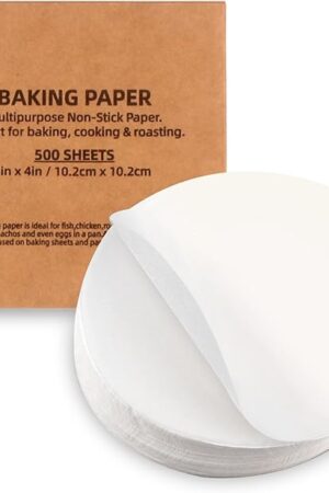 500 Pcs Parchment Paper Baking Sheets Round 4 Inch,Round Cake Pan Parchment liners,Baking Parchment Non-Stick Baking Parchment Paper Circles,Baking Air Fryer Steaming Bread Cup Cake(White-4")