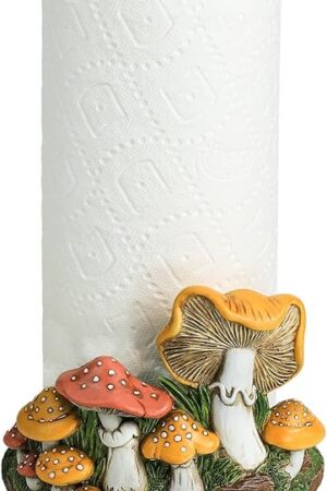 Cute Retro Mushroom Pattern Paper Towel Holder Stand, Resin Crafts Display for Kitchen Countertop, Cafe Western Restaurant Cake Shop Dessert Shop