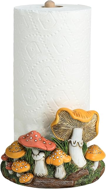 Cute Retro Mushroom Pattern Paper Towel Holder Stand, Resin Crafts Display for Kitchen Countertop, Cafe Western Restaurant Cake Shop Dessert Shop