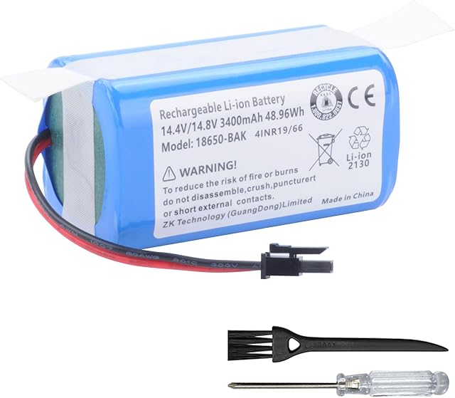 3400mAh Vacuum Cleaner Battery for Eufy RoboVac LR20, LR30 Hybrid+, L35 Hybrid+, T2996011 CMICR18650F9M-4S1P 14.4V
